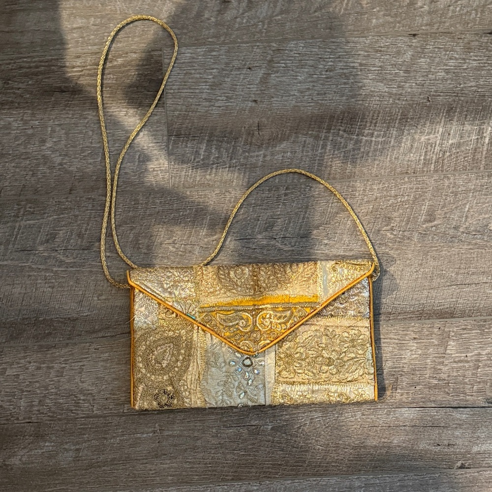 Elegant Gold Patchwork Clutch